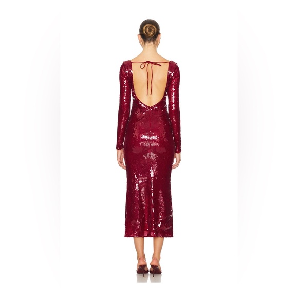 Bardot Verona Sequin Maxi Dress in Burgundy - Picture 2 of 8